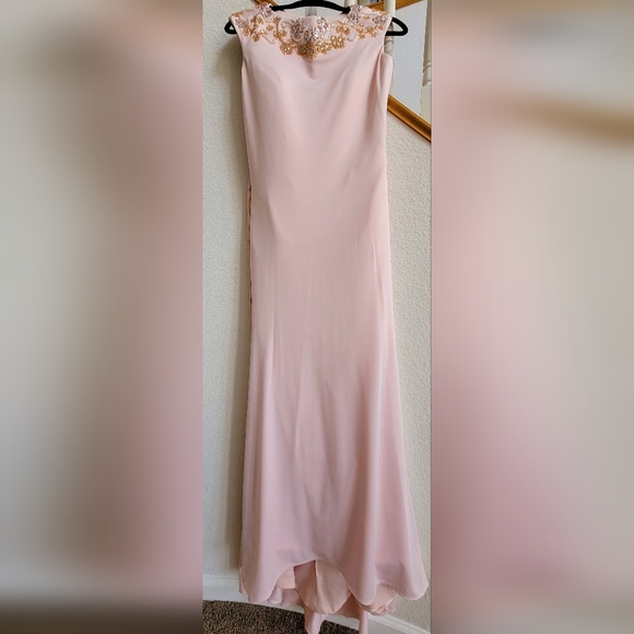 Light pink/blush formal beaded dress, needs work - Picture 3 of 11
